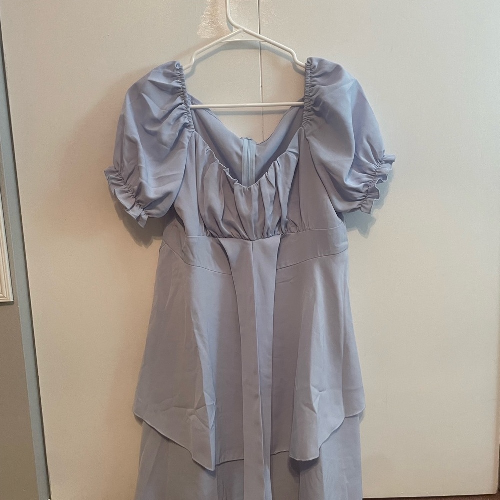 SHEIN Light Blue Puff Sleeve Mini Dress